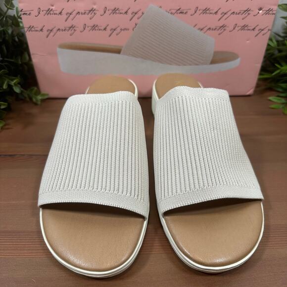 Kensie Women's Ellie Beige Knit Wedge Sandals Size 8 - Picture 4 of 7